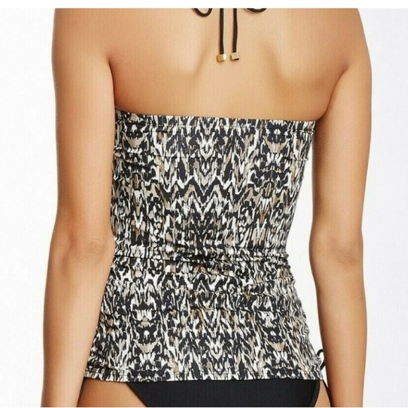 BADGLEY MISCHKA Zara Halter Tankini Top Black Tan white size 10 - Picture 4 of 15